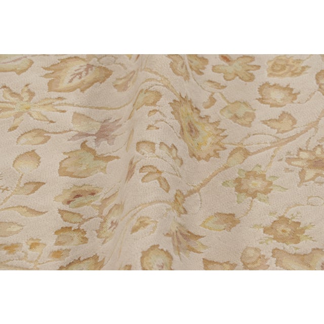 Textile Rug & Kilim’s Tudor Style Rug in White With Beige-Brown Floral Patterns For Sale - Image 7 of 8