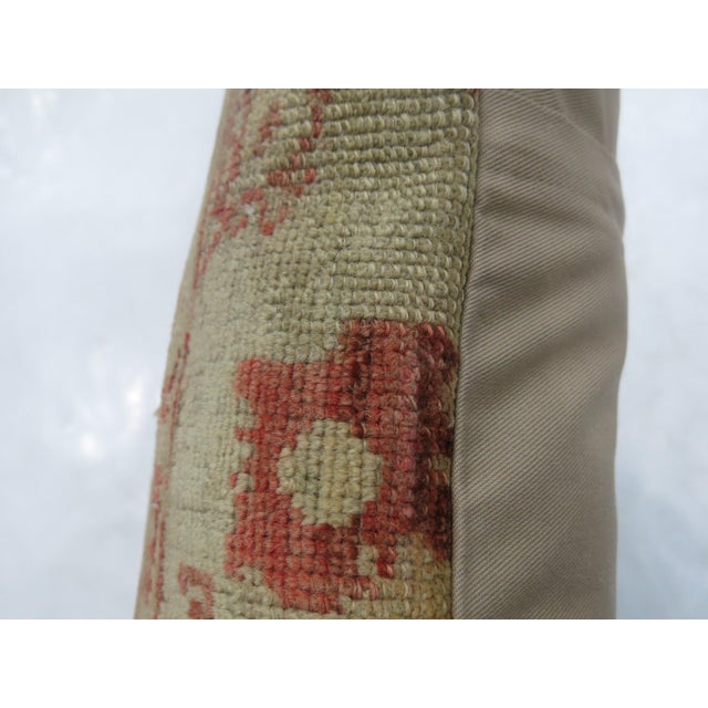 Soft Red Turkish Oushak Rug Pillow For Sale - Image 4 of 5