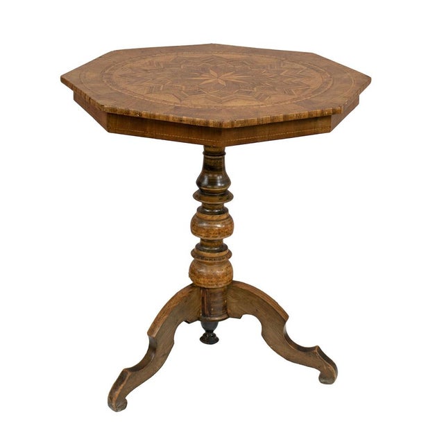 Octagonal Center Table with Inlays from Rolo, 19th Century For Sale - Image 12 of 12