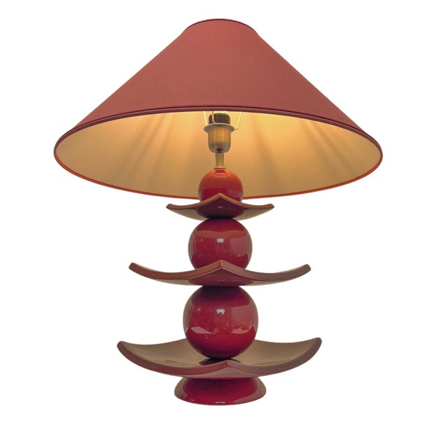 Japanese Pagoda Table Lamp by Louis Drimmer, France, 1980s For Sale