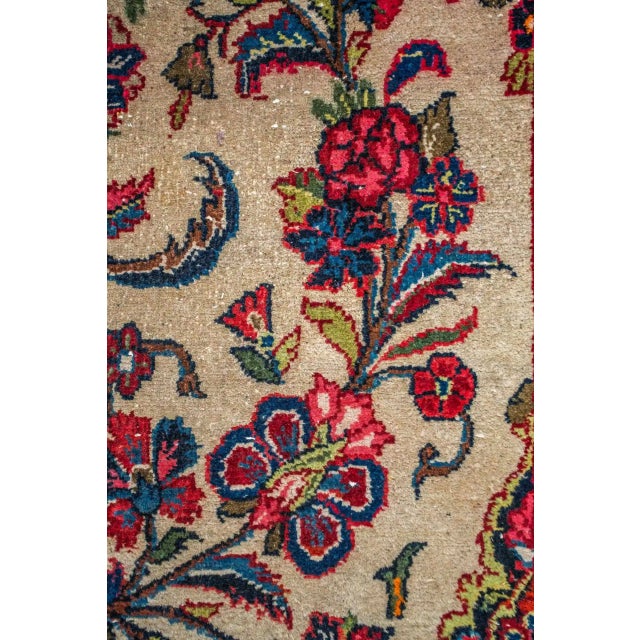 Textile Vintage Floral Yazd Rug For Sale - Image 7 of 10