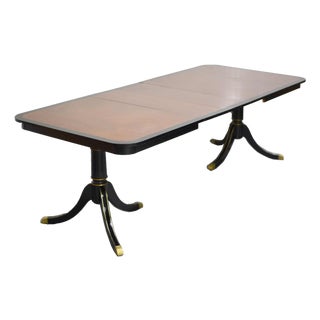 Mid Century Black Banded Dining Table With Extensions 95in For Sale