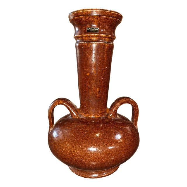 Large Glazed Stoneware Vase with Handles Accolay Potters, 1950s For Sale