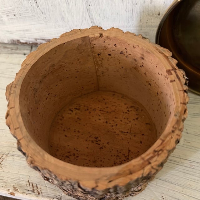Vintage Brass and Tree Bark Lizard Basket For Sale - Image 4 of 6