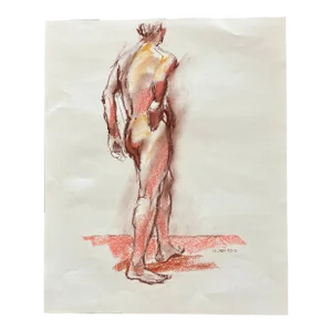 Contemporary Original Nude Pastel Study Drawing