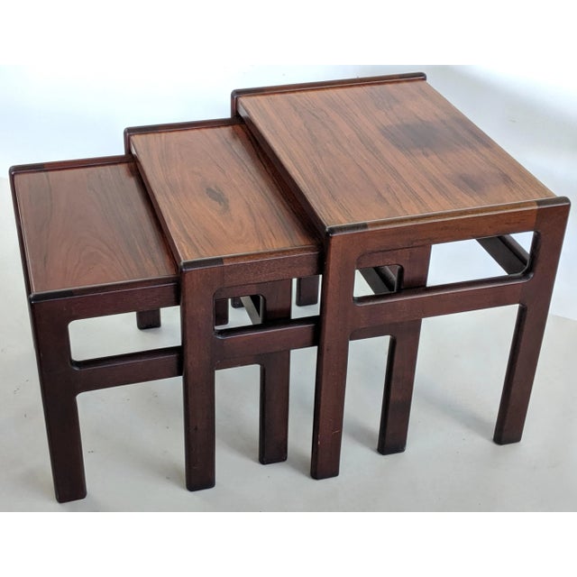 1980s Danish Modern Rosewood Nesting Tables by Dyrlund - Set of 3 For Sale - Image 10 of 10