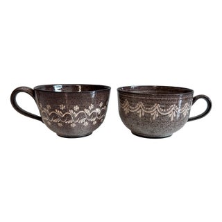 Large Handmade Ceramic Mugs with Handles from Serocka, Germany, 1970s, Set of 2 For Sale