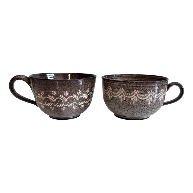 Large Handmade Ceramic Mugs with Handles from Serocka, Germany, 1970s, Set of 2 For Sale