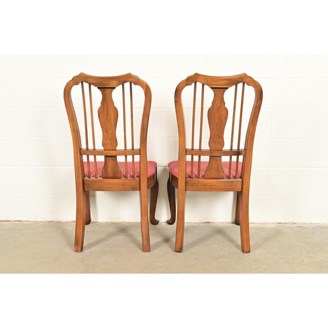 Baker Furniture Style Queen Anne Solid Walnut Side Chairs or Dining Chairs, Pair For Sale - Image 11 of 14