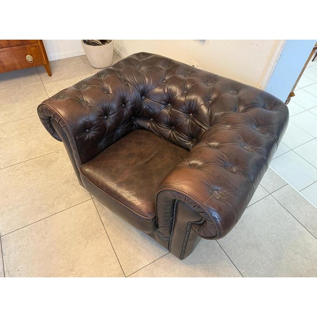 Chesterfield Sofas and Club Chair in Leather, Set of 3 For Sale - Image 17 of 18
