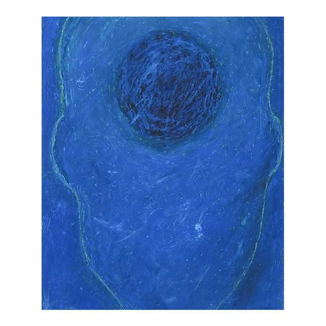 Contemporary Bright Blue Abstract Painting For Sale