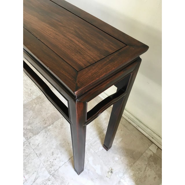 Wood Chinese Rosewood Console Table With Carved Spiral Details and Architectural Form For Sale - Image 7 of 11