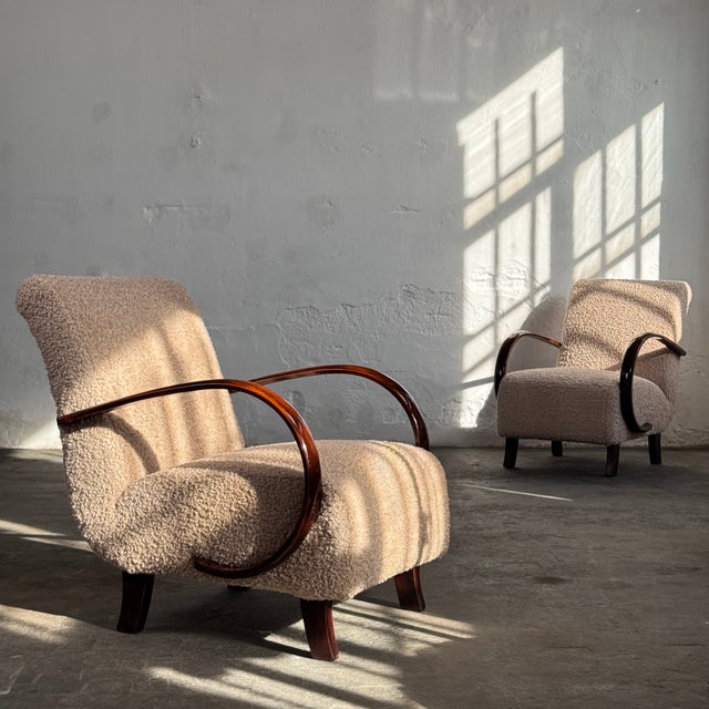 Beige H-410 Armchairs by Jindrich Halabala for Up Závody, 1930s, Set of 2 For Sale - Image 8 of 15