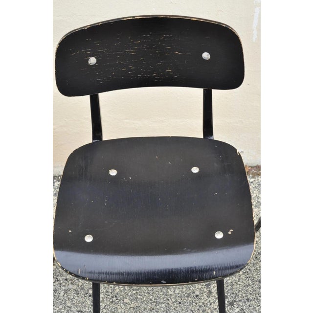 Early 21st Century Industry West Madewell Industrial School Side Chair Black Metal Frame - Set of 3 For Sale - Image 5 of 11