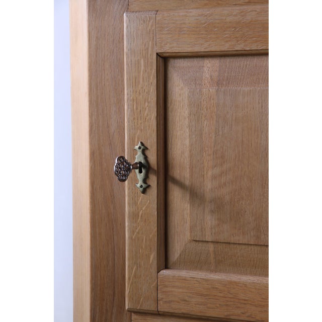Mid-Century Modern Mid-Century Modern Brutalist Light Oak Corner Cabinet in the style of Kjærnulf, 1960s For Sale - Image 3 of 17