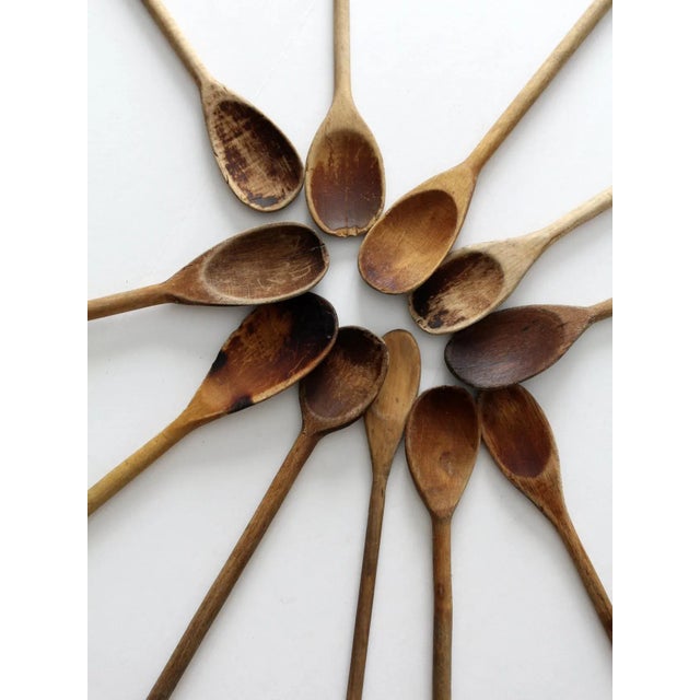 Brown Vintage Wooden Kitchen Spoons Set of 11 For Sale - Image 8 of 12