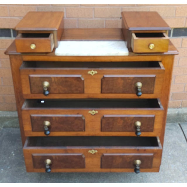 Victorian Victorian Partial Burled Mahogany Chest of Drawers For Sale - Image 3 of 10