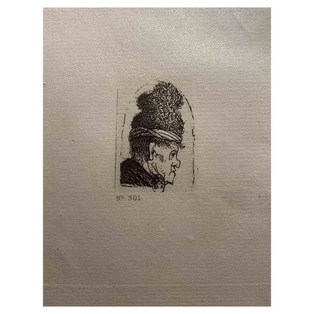 After Rembrandt, Grotesque Profile of Man with High Hat, 19th Century, Etching For Sale