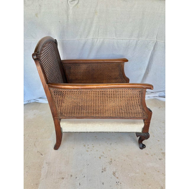 Early 20th Century French Style Walnut and Cane Lounge Chair For Sale - Image 6 of 10