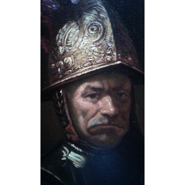 Realism 19th Century Master Copy "The Man With the Golden Helmet" Oil Painting Signed Savella For Sale - Image 3 of 4
