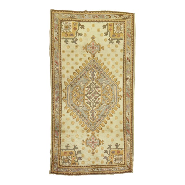 Antique Turkish Oushak Large Medallion Traditional Rug For Sale