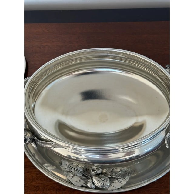 Metal Cipolla Pewter Pheasant Tureen & Under Plate For Sale - Image 7 of 11