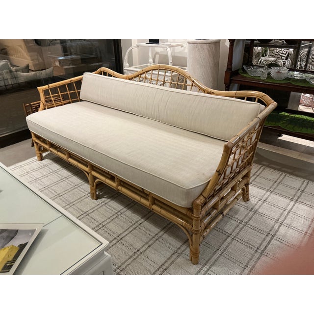 1960s Burnt Bamboo Sofa / Daybed For Sale - Image 4 of 4