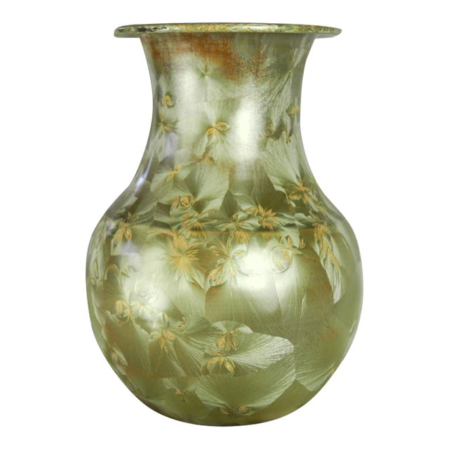 1980s French Montgolfier Full Gilded Crystalline Vase For Sale