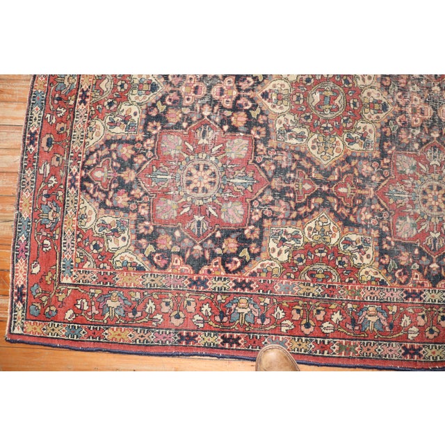 Red 19th Century Worn Zabihi Collection Persian Rug - 4'1" x 4'8" For Sale - Image 8 of 10