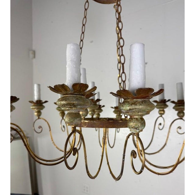 Melissa Levinson Miamar Twelve-Light Wrought Iron Chandelier With Gilt Finish For Sale - Image 4 of 9