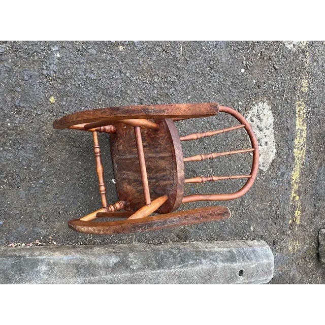 19th Century 19th Century Antique Oak Spindle Back Windsor Rocking Chair For Sale - Image 5 of 10