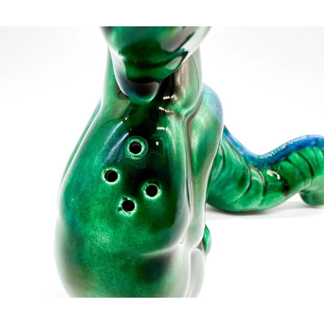 Ceramic Mid-Century Modern Green and Blue Ceramic Dragon Figure For Sale - Image 7 of 12
