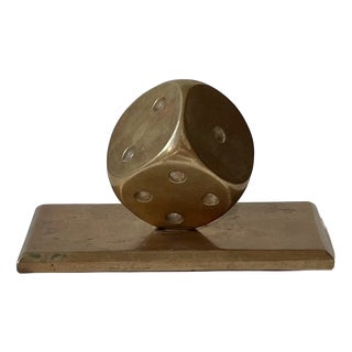 Art Deco Dice Desk Sculpture in Bronze, 1930s For Sale