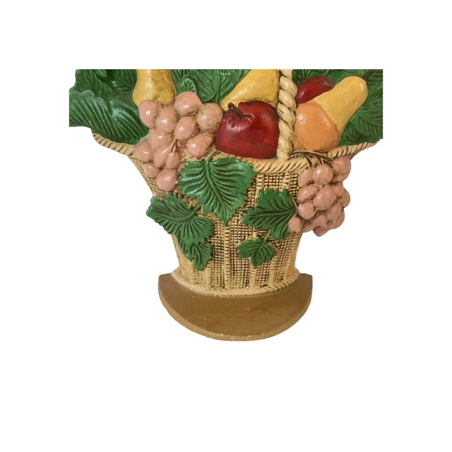 Late 20th Century Basket of Fruit Painted Vintage Cast Iron Doorstop For Sale - Image 6 of 8