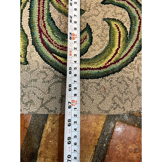 1950s Signed Hand-Hooked Folk Art Wall Hanging Colorful Floral Design, Usa For Sale - Image 17 of 18