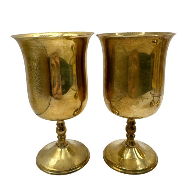 Mid-Century Modern Vintage Mid Century Modern Solid Brass Goblets – Set of 4 For Sale - Image 3 of 12