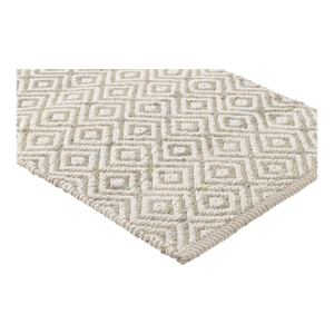 Part & Parcel Goods Textured Sample Diamond Rug, 6"x6", Sky Blue and Eggshell