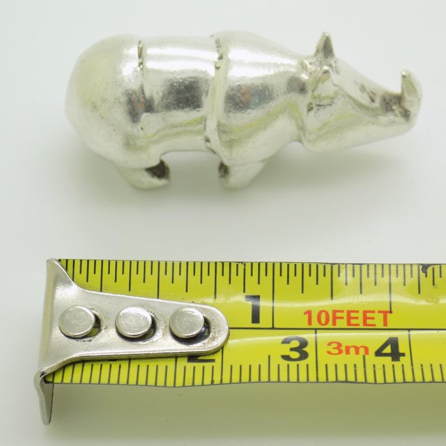 Vintage Italian Genuine Silver 800 Heavy Rhino Figurine Sculpture, 1970s For Sale - Image 9 of 10