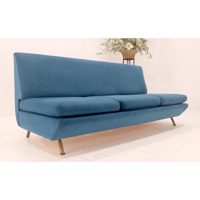 Marco Zanuso Sofa for Arflex Mid Century Italian Modern Teal Upholstery Clean! For Sale - Image 14 of 18