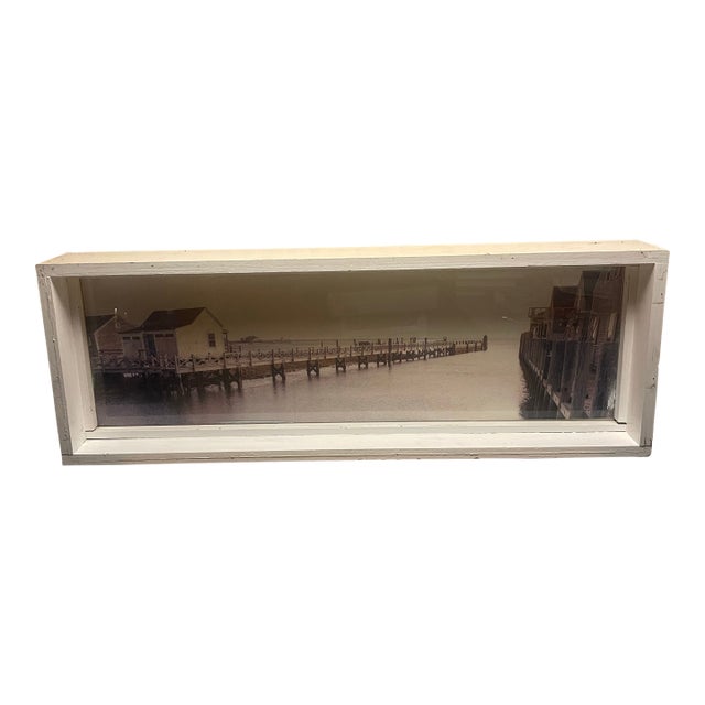 Oversized Nantucket Brant Point Lighthouse Architectural Shadow Box Photograph in Handcrafted Wood Frame For Sale