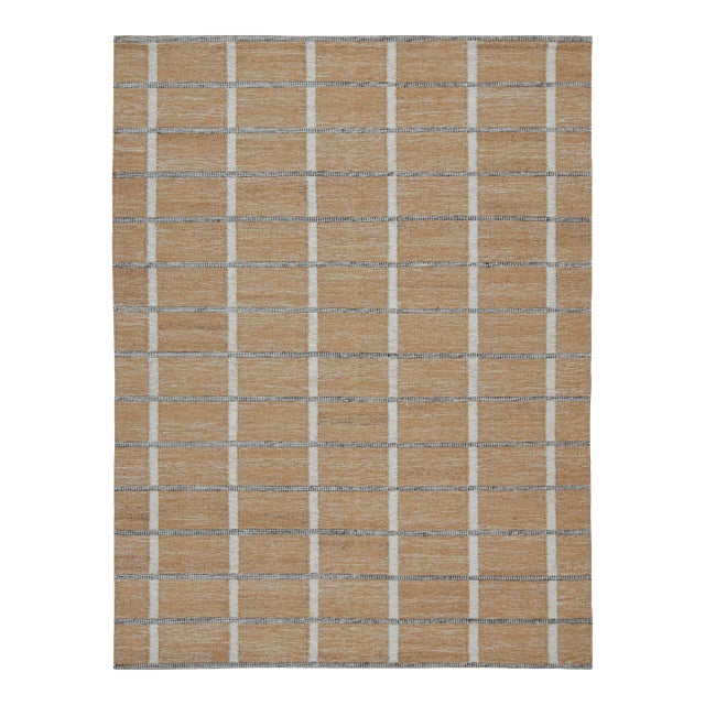 Rug & Kilim’s Scandinavian Outdoor Rug in Brown, White & Black Pattern - 12'x18' For Sale