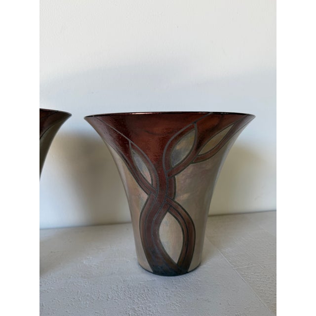 Vintage Signed t.p. Raku Pottery Vases – A Pair For Sale In Miami - Image 6 of 11
