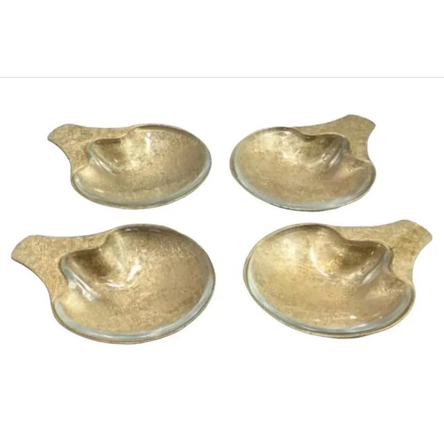 1950s Hollywood Regency 14 Kt. Gold Plated Florentine Footed Metal Salt Cellars- Set of 4 For Sale In Atlanta - Image 6 of 6
