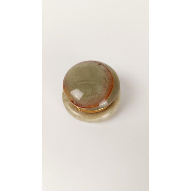 Mid-Century Modern Pill Boxes in Green Onyx Marble and Gilt Metal, 1970s, Set of 2 For Sale - Image 13 of 18