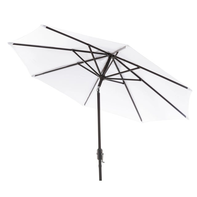 Resistant 9 Ft Auto Tilt Crank Umbrella in White For Sale - Image 4 of 4
