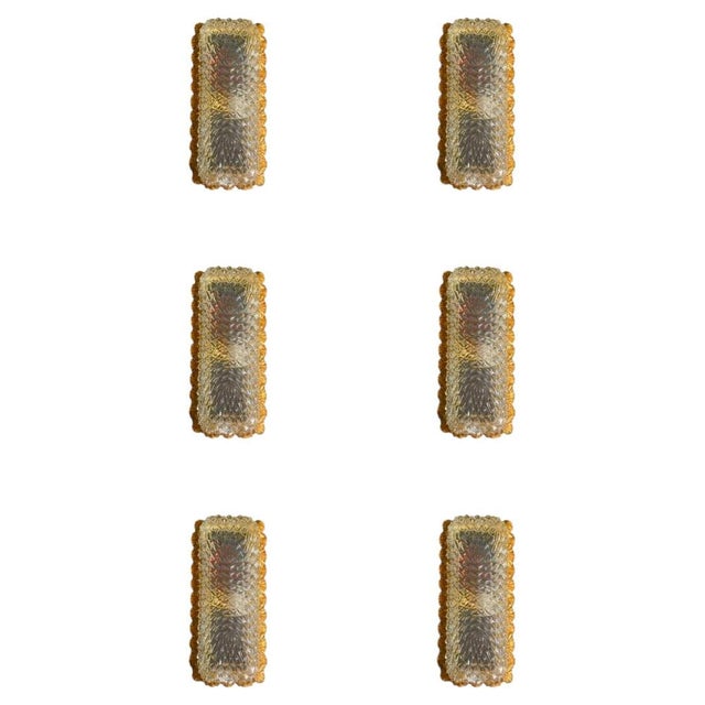 Diamond-Cut Crystal and Gilt Bronze Sconces from Glashütte Limburg, 1950, Set of 6 For Sale - Image 6 of 6