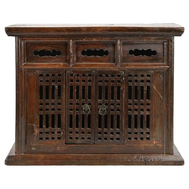 Small Traditional Piece of Furniture in Carved Wood For Sale