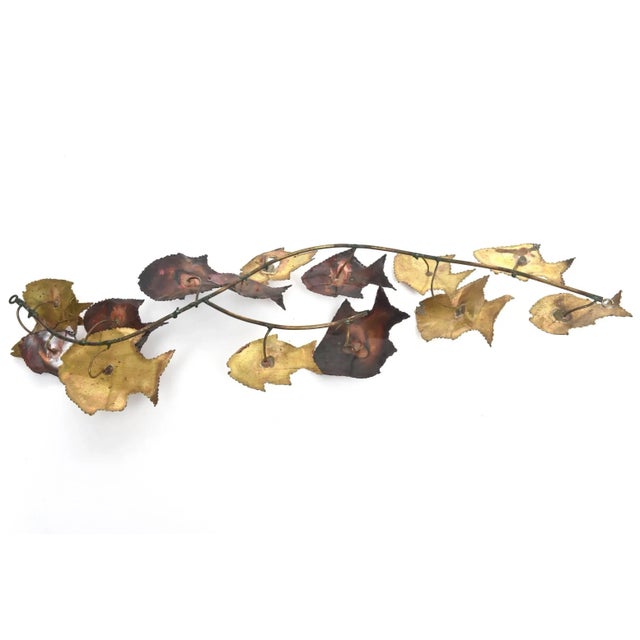 Metal Mid-Century Modern School of Fish Hanging Metal Wall Sculpture For Sale - Image 7 of 10