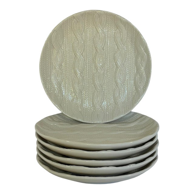 Cable Knit Ceramic Salad Plates, Set of 6 For Sale
