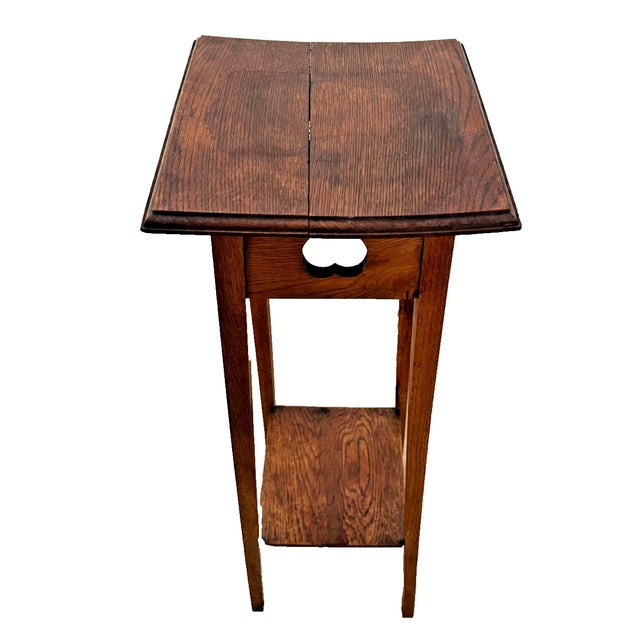 Arts & Crafts Early 20th Century Oak Plant Stand Two Tier Table, Arts & Crafts Mission Style For Sale - Image 3 of 11